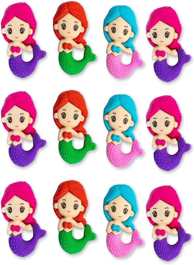 JMK CRAFTS ممحاة حورية البحر من JMK CRAFTS للأطفال | ممحاة أقلام رصاص مطاطية برسومات كرتونية لطيفة للبنات | أدوات مكتبية غير سامة وممتعة للمدرسة وهدايا أعياد الميلاد | عبوة من 20 ممحاة ملونة - Image 4